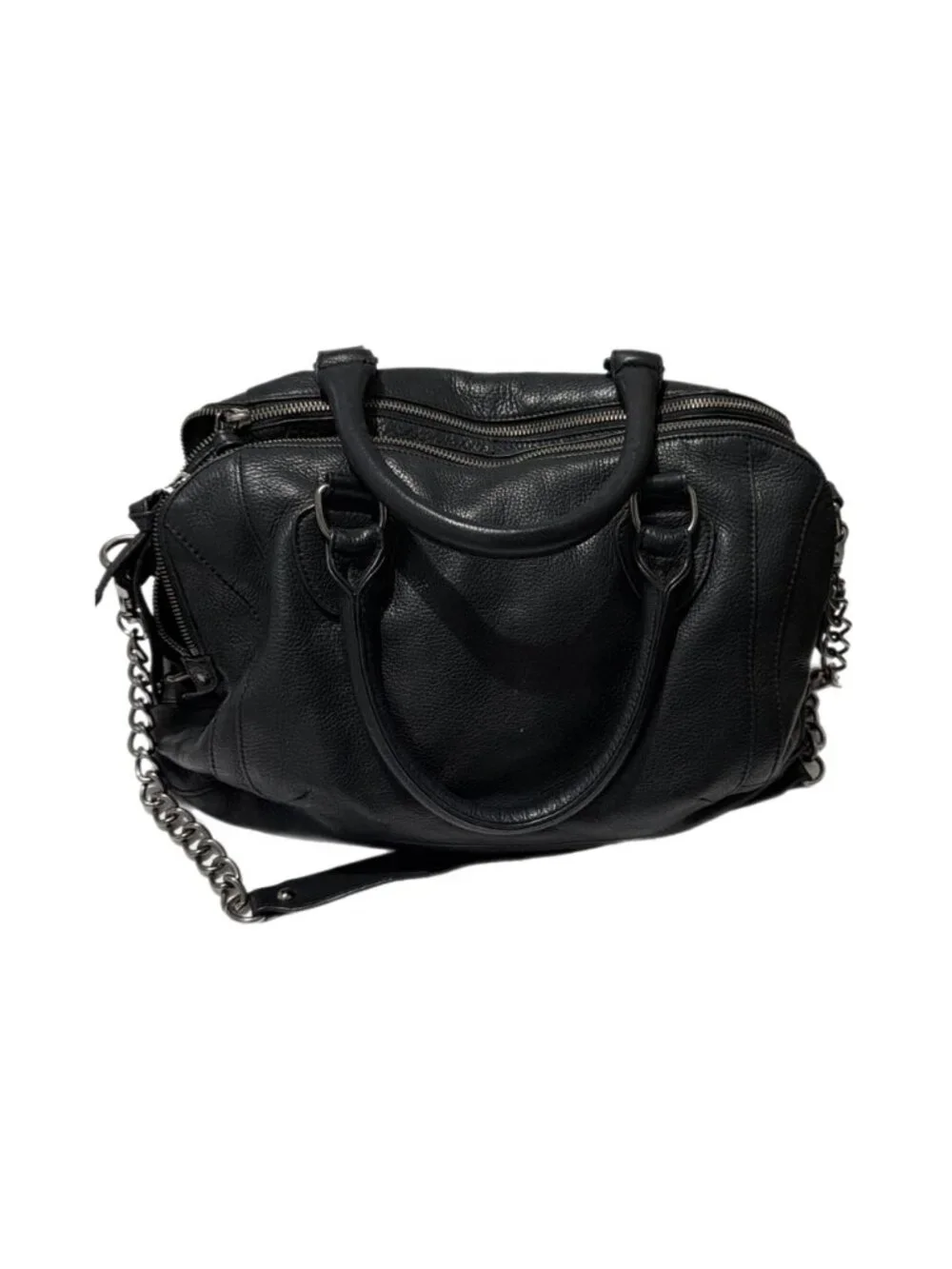 Audrey Brooke Bag Black Genuine Leather Satchel Purse Moto Rocker Grunge Gothic